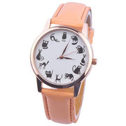 Cat Lover Womens Watch Leather Quartz