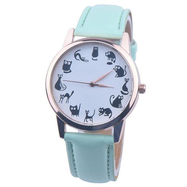 Cat Lover Womens Watch Leather Quartz