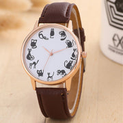 Cat Lover Womens Watch Leather Quartz