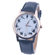 Cat Lover Womens Watch Leather Quartz